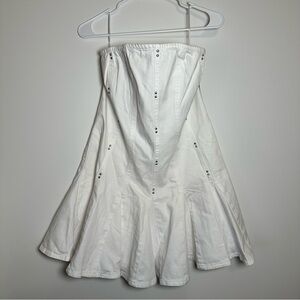 Wild Fable Denim Pleated Mini A‎ Line Dress White NWT Size: L White